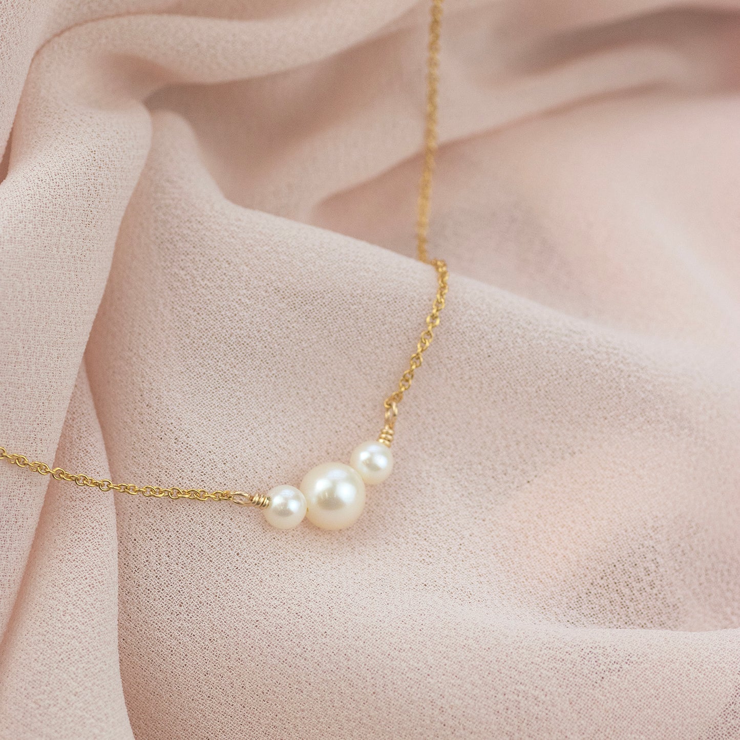 Gift for Grandma - 3 Pearls for 3 Generations Necklace - Silver, Gold, Rose Gold