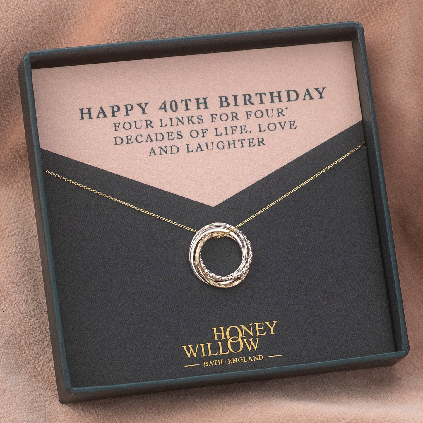40th Birthday Necklace - Silver & 9kt Gold - The Original 4 Links for 4 Decades Necklace