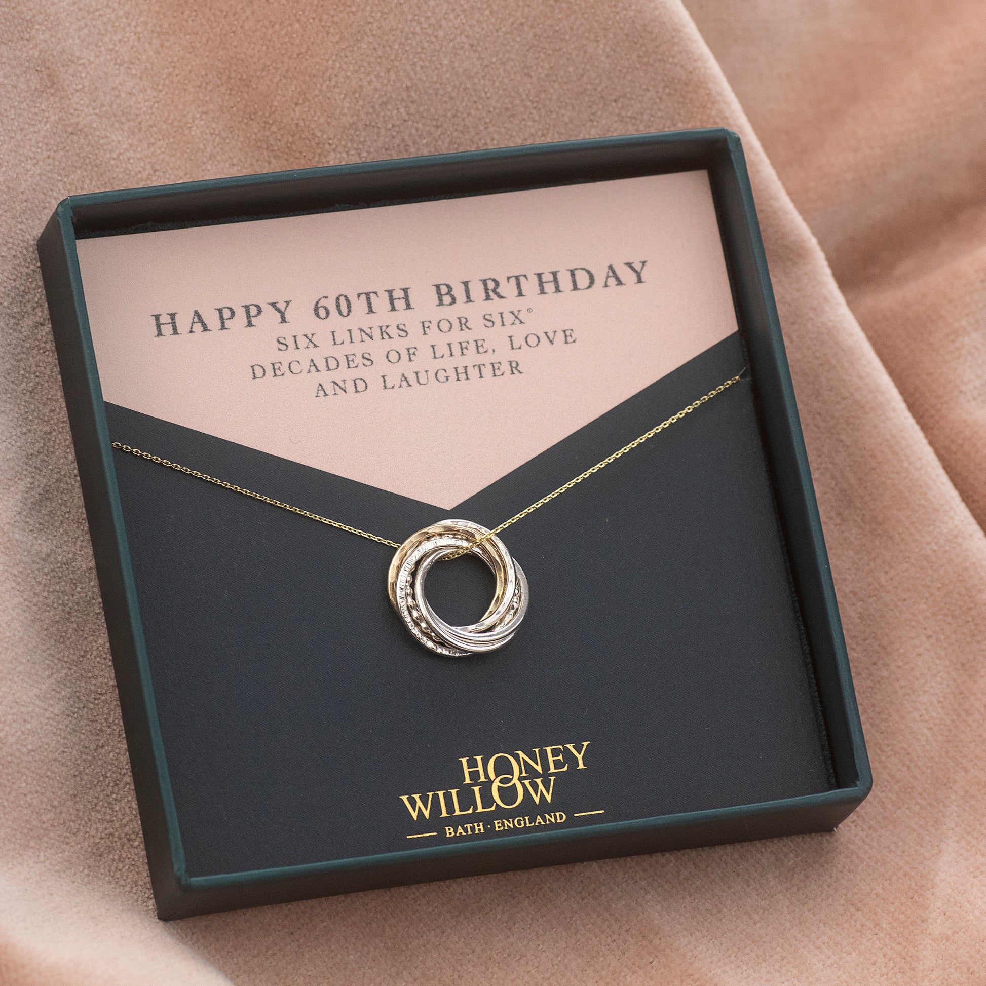 60th Birthday Necklace - The Original 6 Links for 6 Decades Necklace - Silver & 9kt Gold