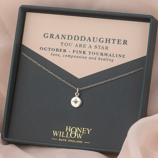 Gift for Granddaughter - Tiny Birthstone Star Set Pendant