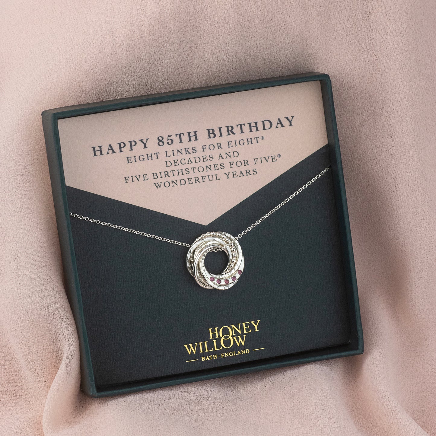 85th Birthday Birthstone Necklace - Silver