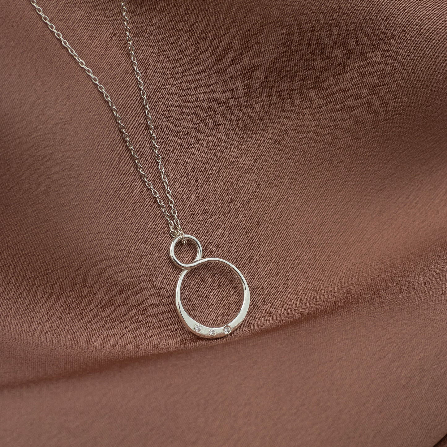 Petite Diamond Infinity Necklace- 3 Diamonds for 3 Loved Ones - Silver