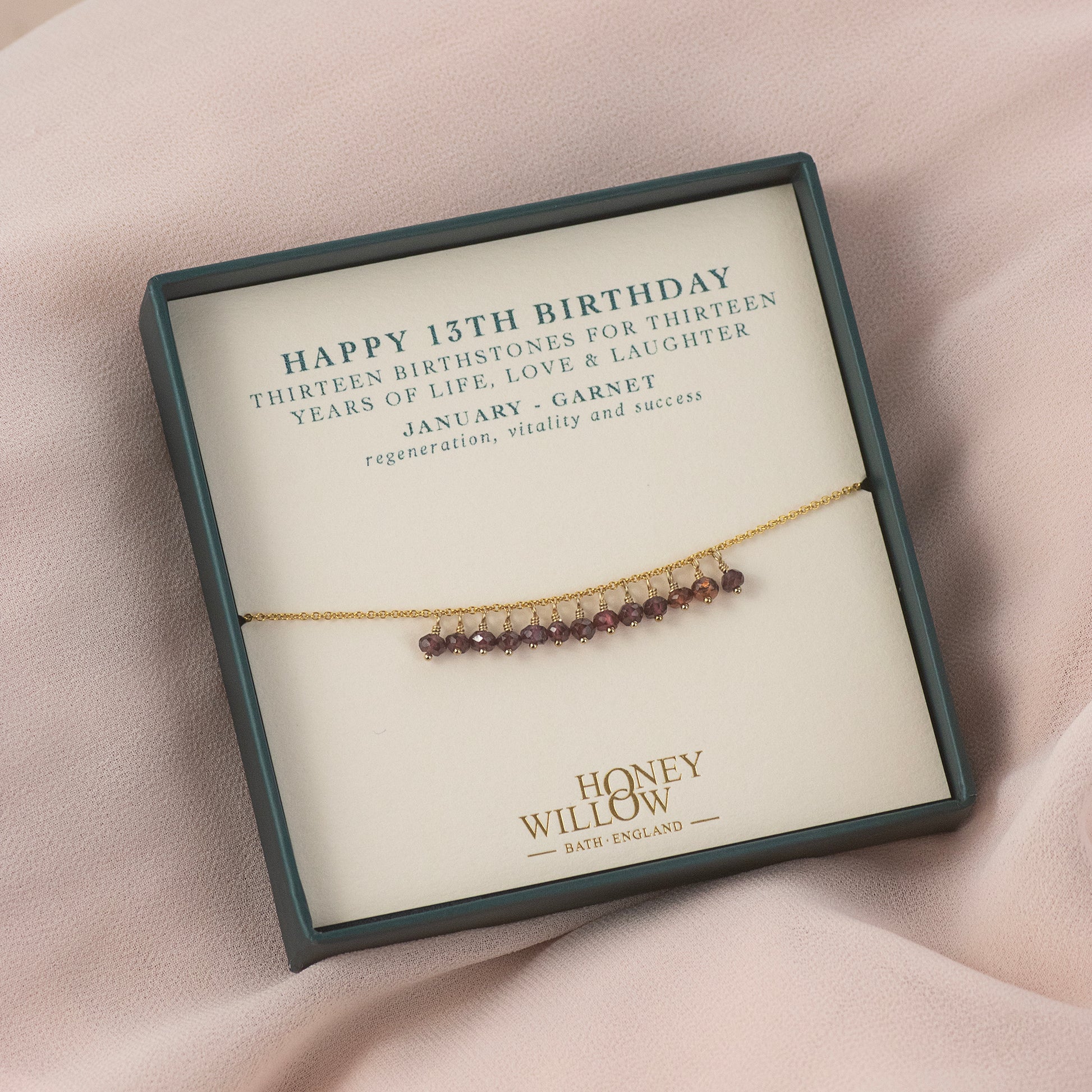 13th Birthday Gift - Delicate Birthstone Bracelet - Silver & Gold