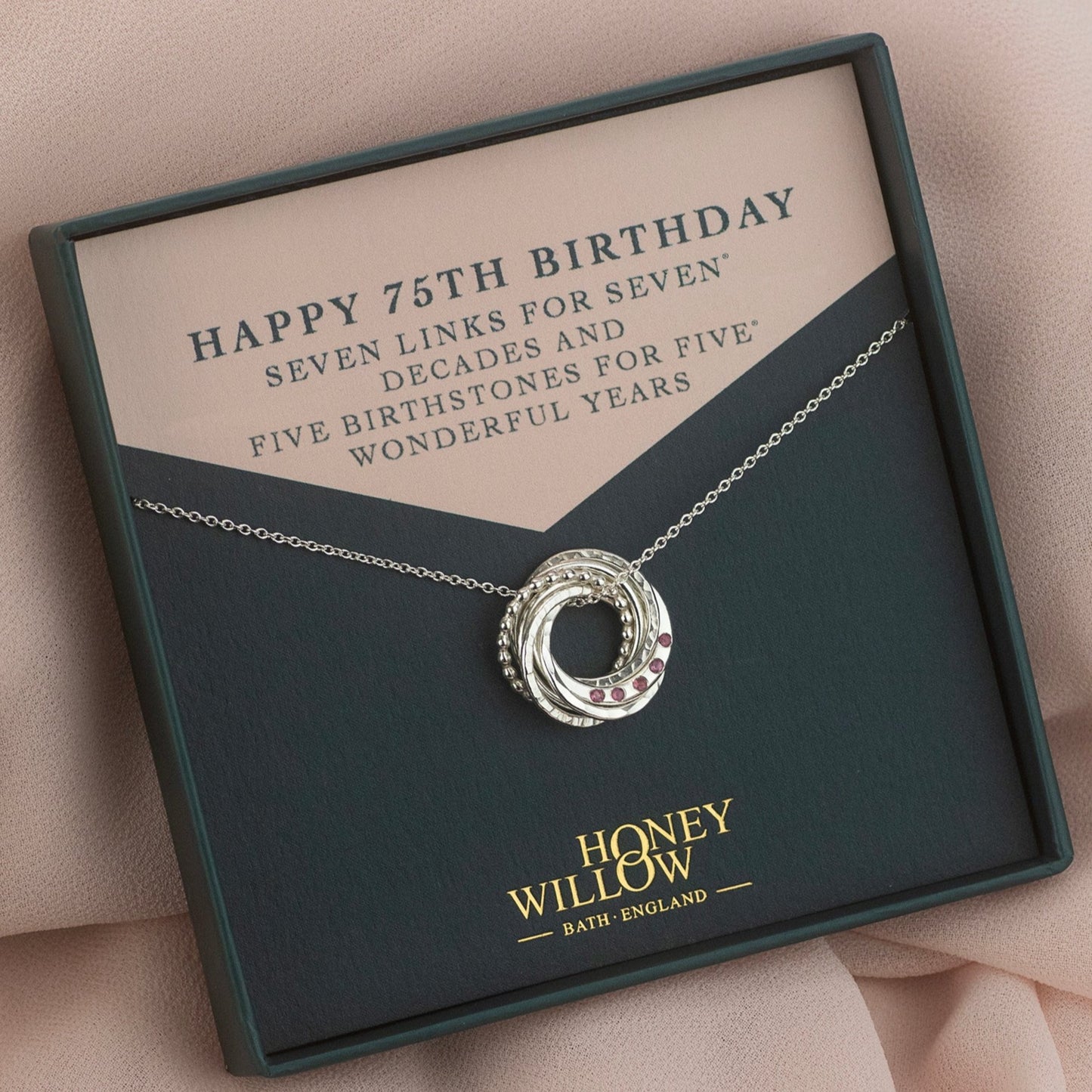 75th Birthday Birthstone Necklace - Silver