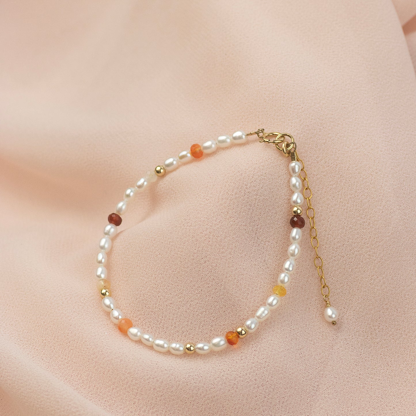 Pearl and Fire Opal Bracelet - Passion, Success & Fortune