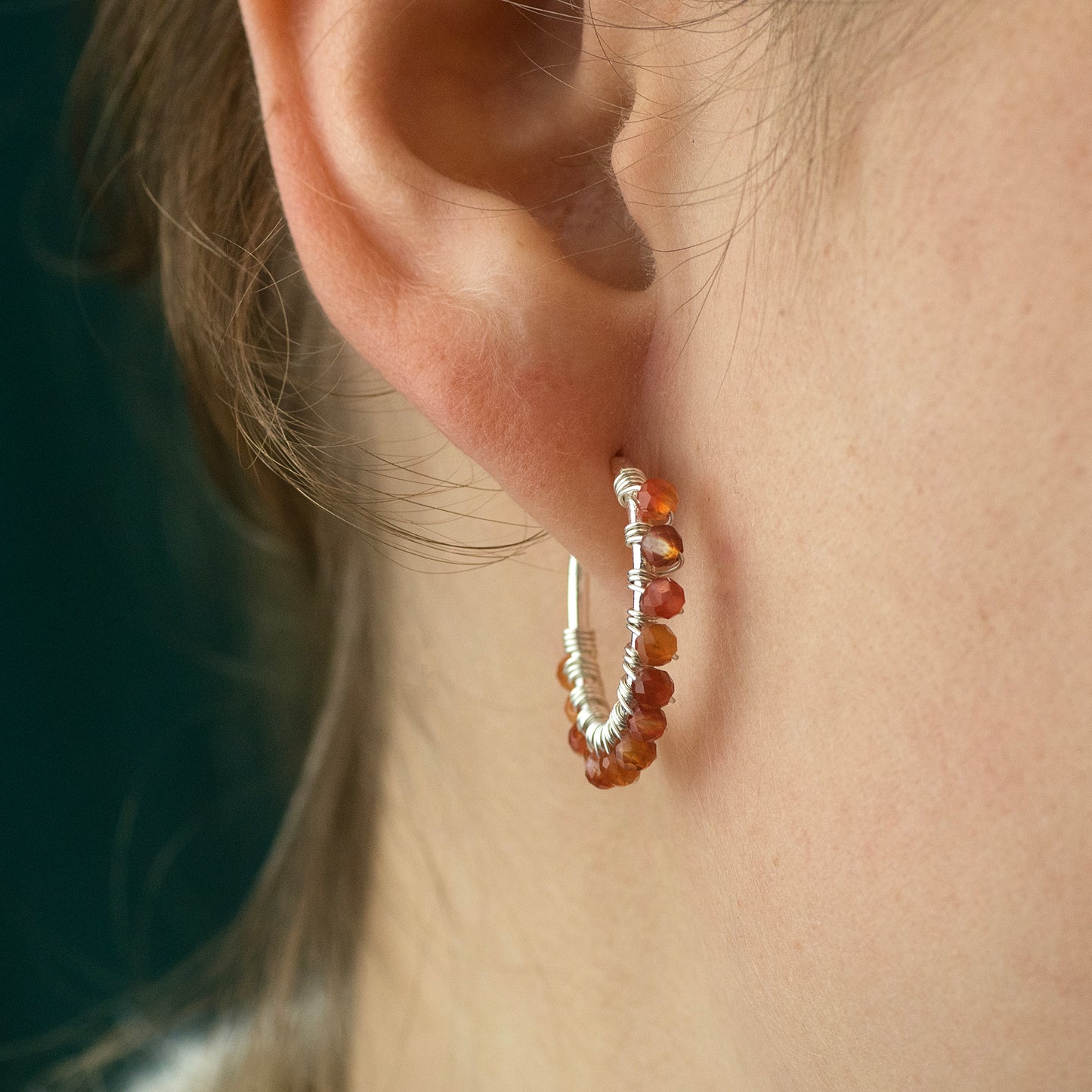 Carnelian Hoop Earrings - Success - 2cm