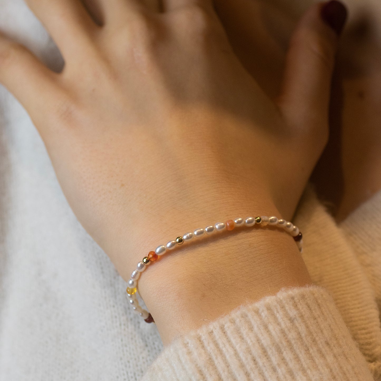 Pearl and Fire Opal Bracelet - Success - Silver & Gold