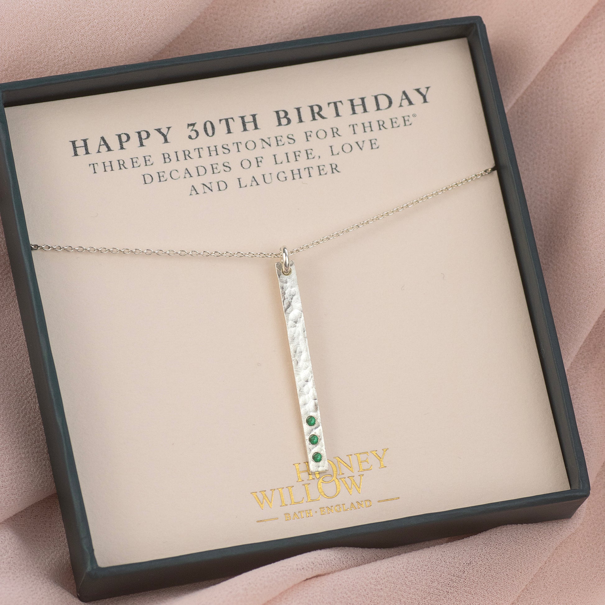 30th Birthday Birthstone Necklace - Silver Column Necklace