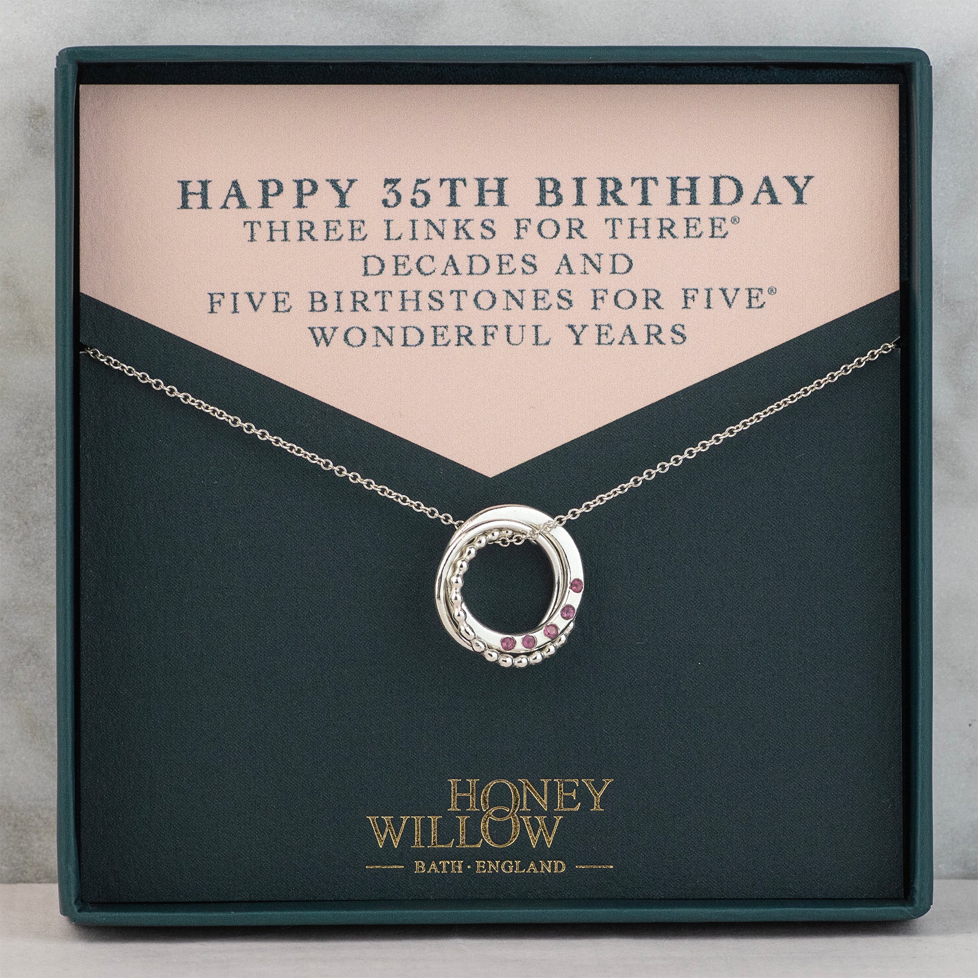 35th Birthday Birthstone Necklace - Silver