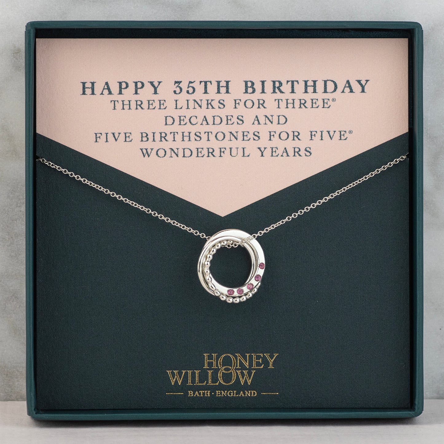 35th Birthday Birthstone Necklace - Silver