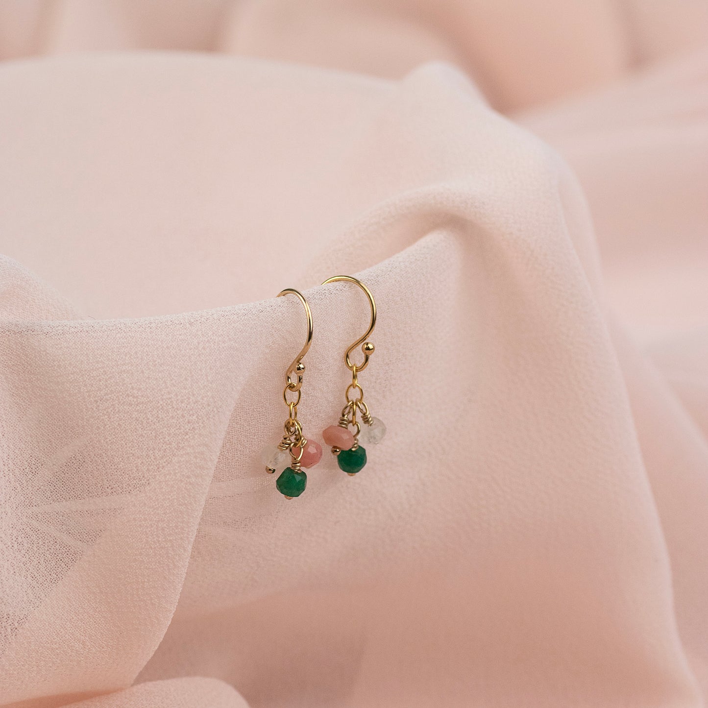 Dainty Family Birthstone Cluster Earrings - Silver & Gold