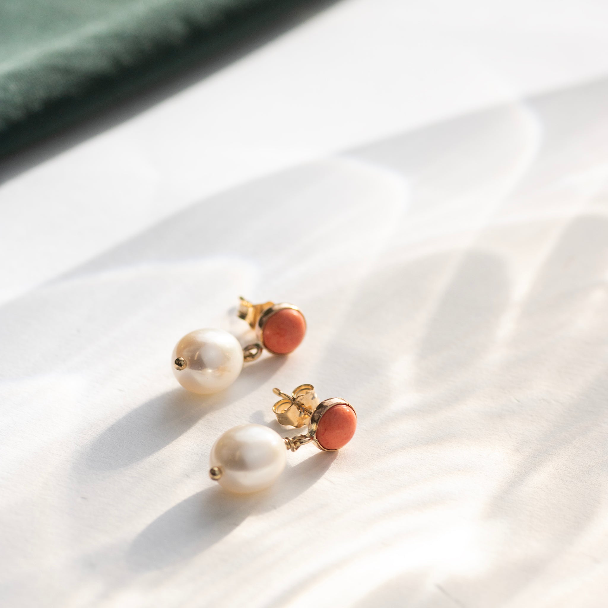 Handmade Coral Orange Pearl & Silver Drop Dangle Earrings – Wedding Bridesmaid Gift