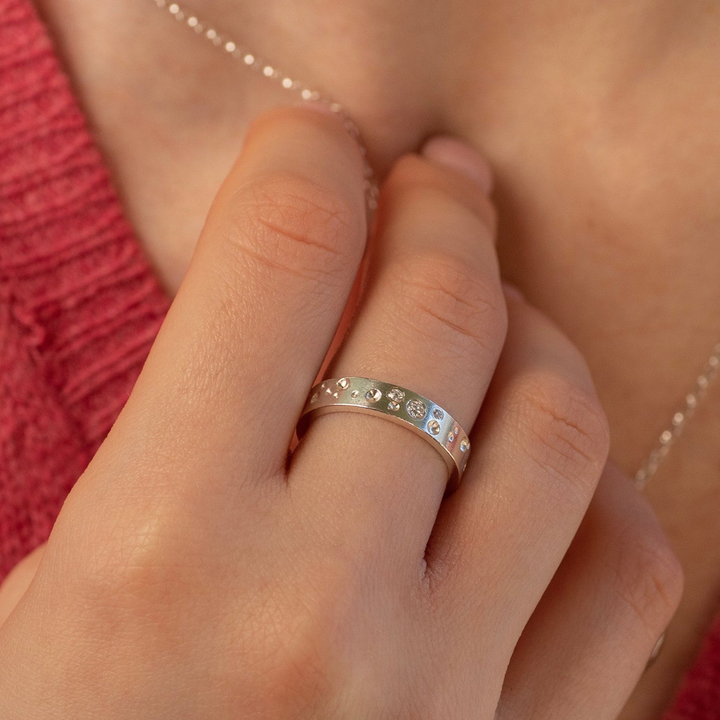 30th Birthday Diamond Felicity Ring -3 Diamonds for 3 Decades - Silver