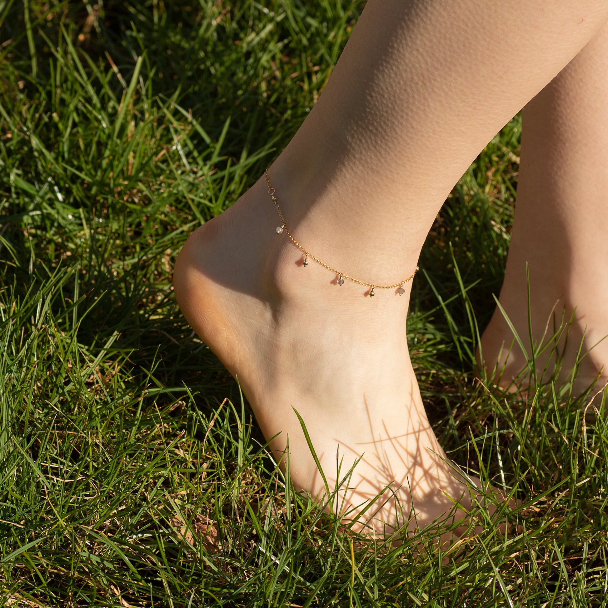 Labradorite Anklet Perseverance Silver Gold inches inches extender sterling silver