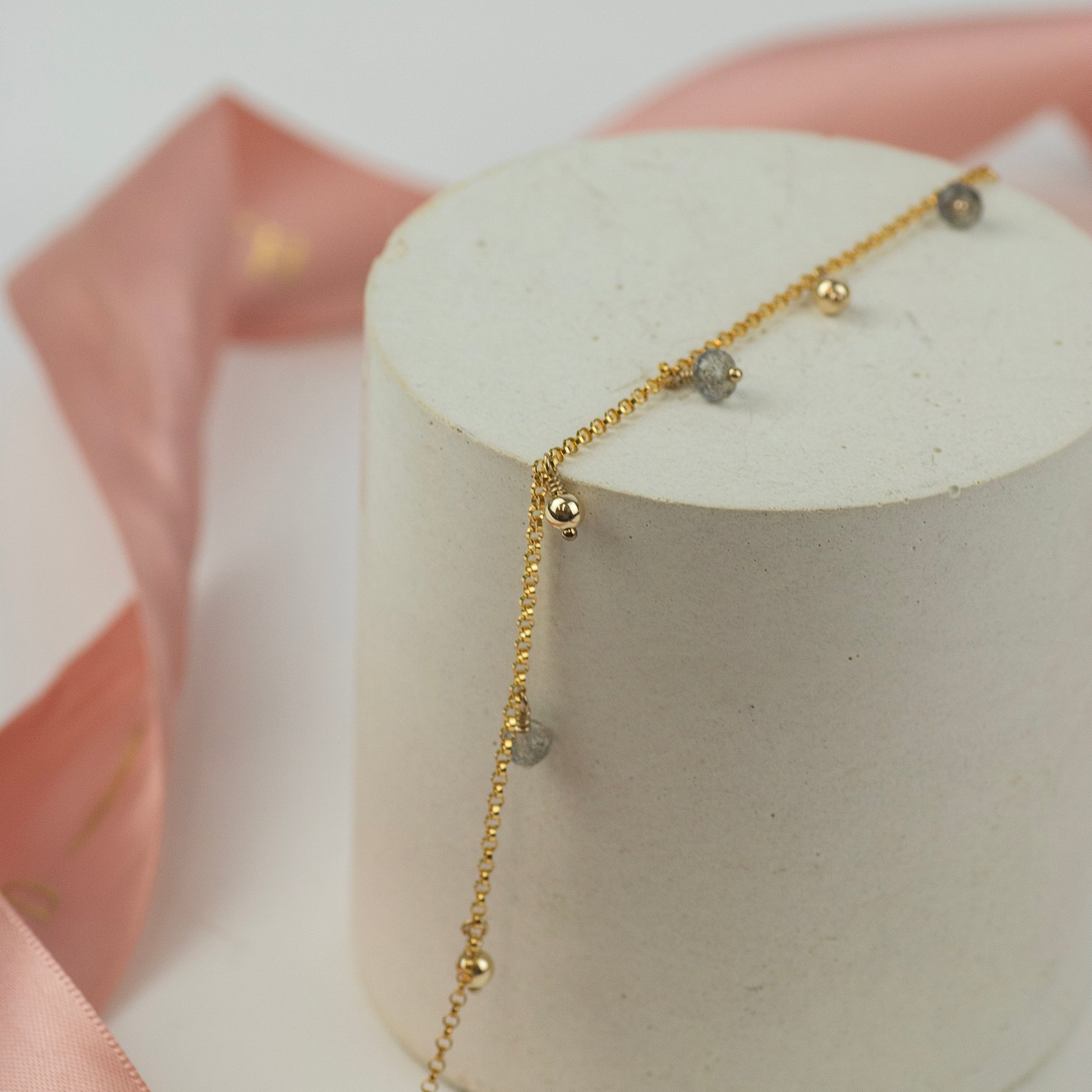 Labradorite Anklet - Clarity, Perseverance & Change - Silver & Gold