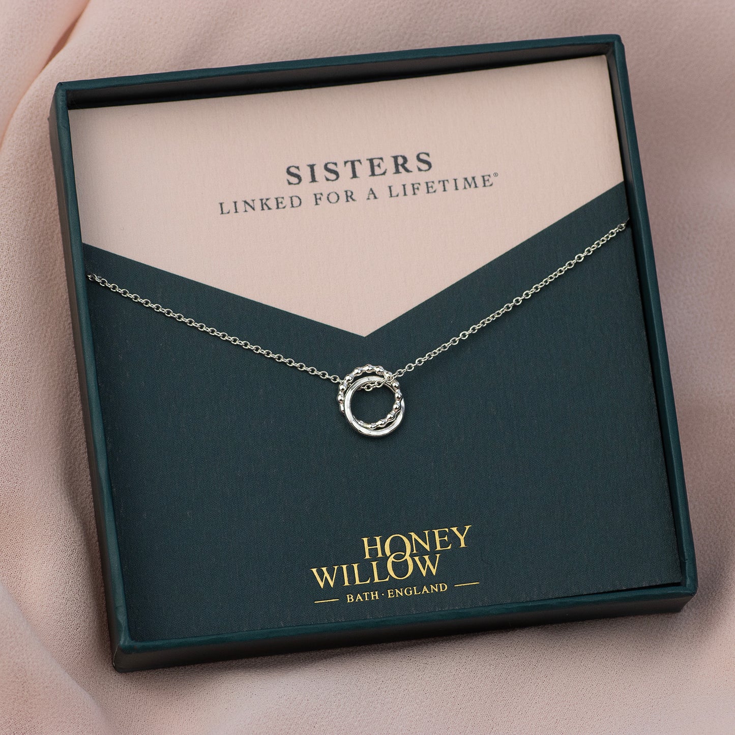 Sisters Necklace - 2 Sisters Linked for a Lifetime - Silver Love Knot