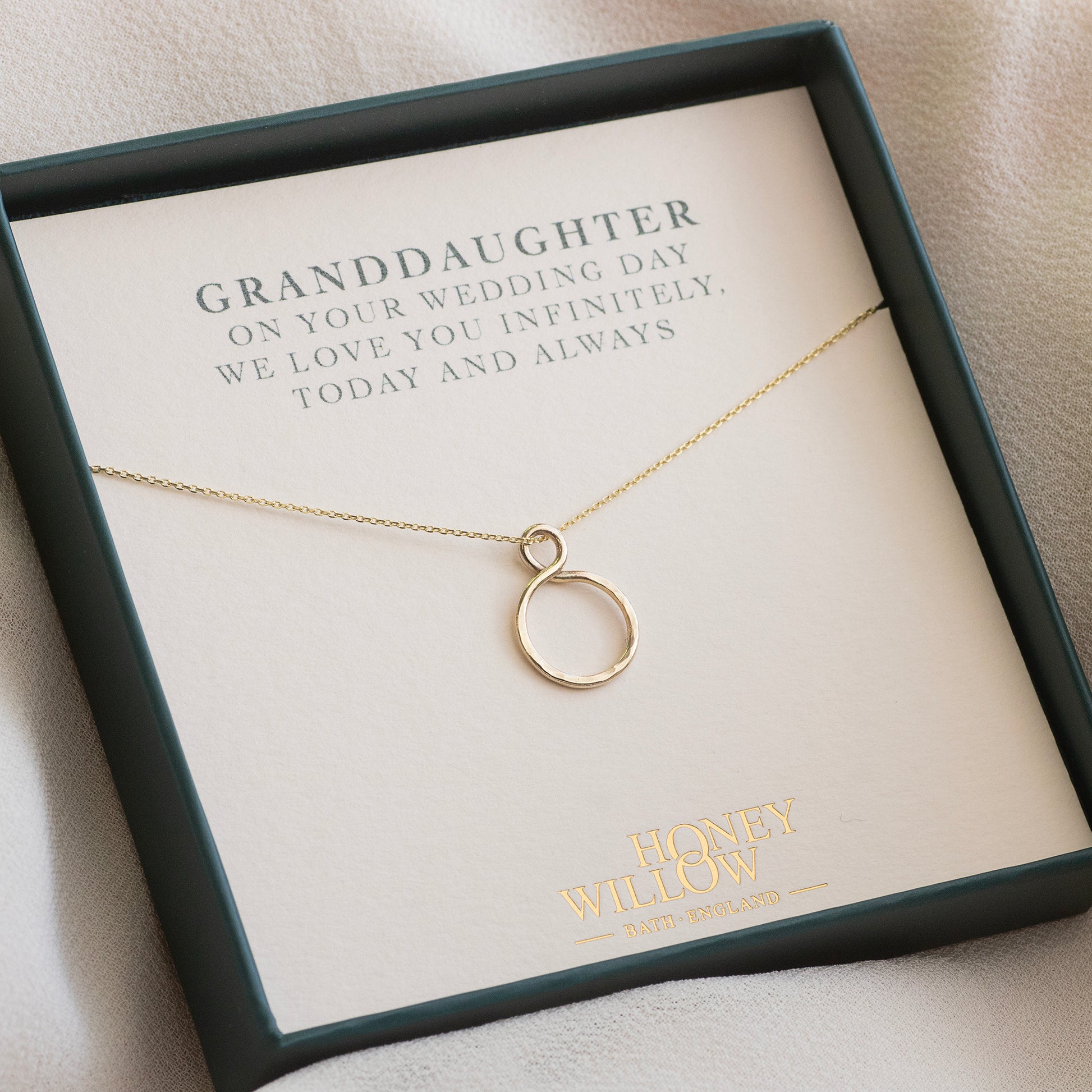 Wedding Day Gift for Granddaughter - 9kt Gold Infinity Necklace