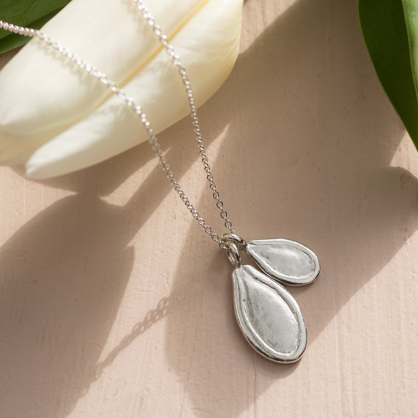 Double Seed Necklace - Silver