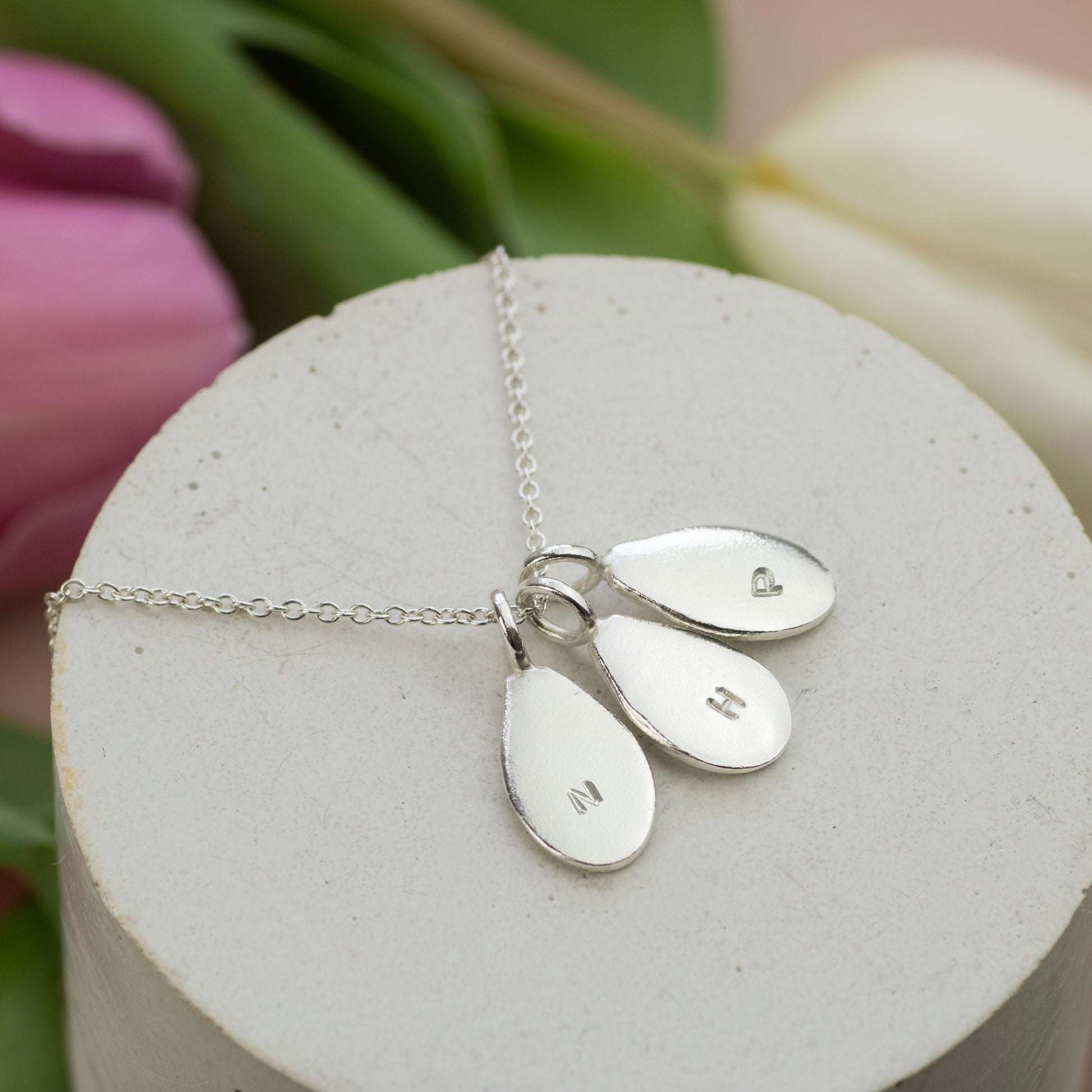 Personalised Family Seed Necklace with Initials - Silver