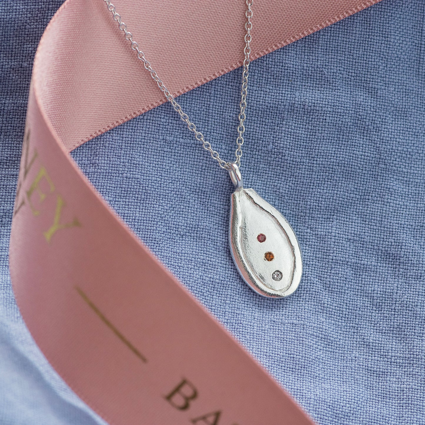 Family Birthstone Seed Necklace - Birthstones for Loved Ones - Silver