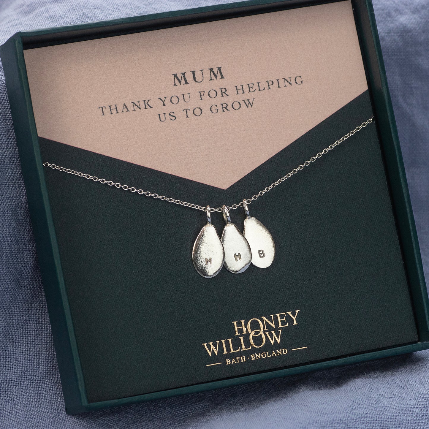 Personalised Seed Necklace with Initials - Silver