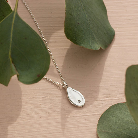 Silver Birthstone Seed Necklace