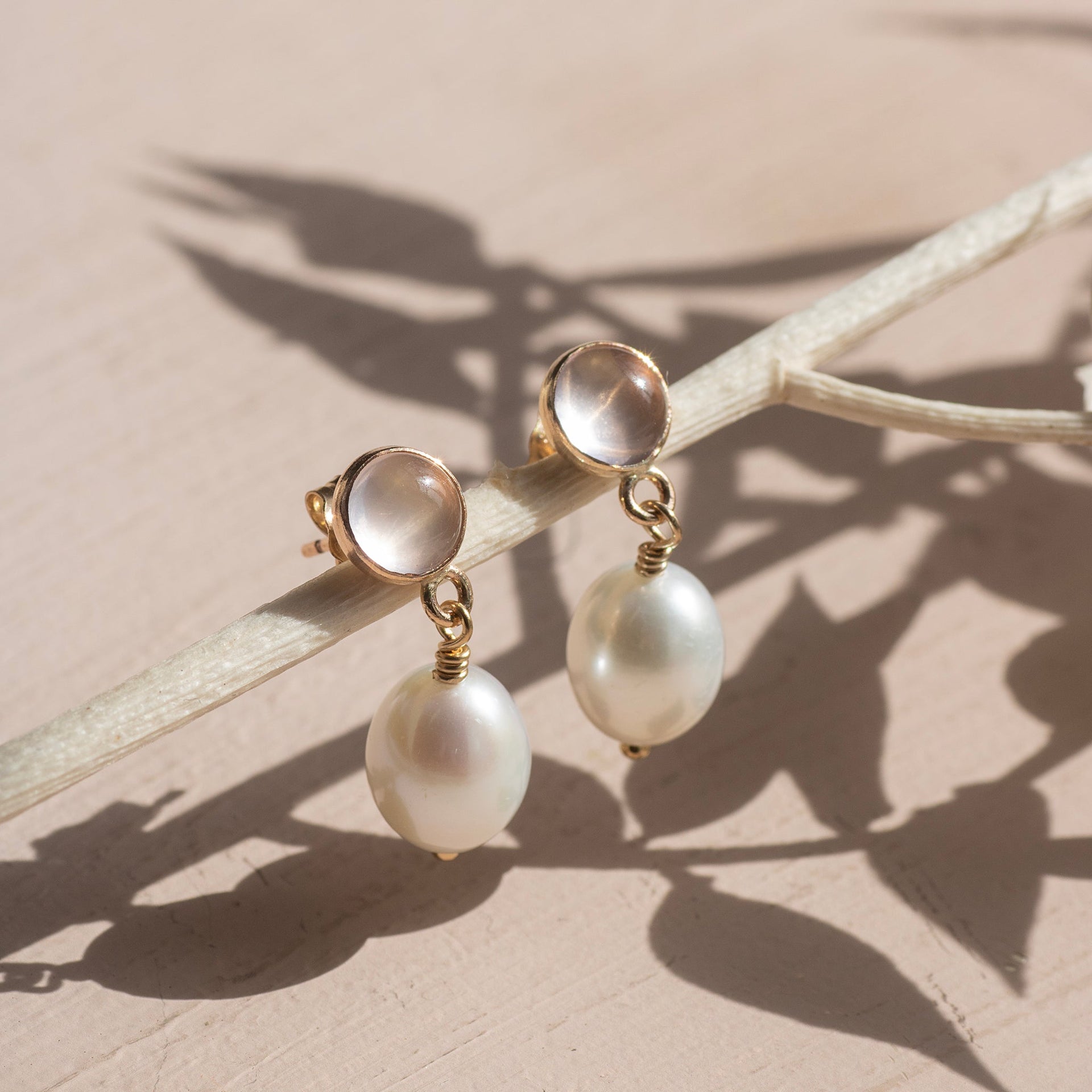 Rose Quartz & Pearl Earrings - Unconditional Love - Silver & Gold – Honey  Willow - handmade jewellery
