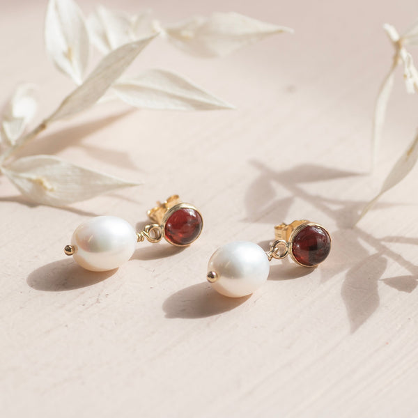 Garnet and pearl on sale earrings