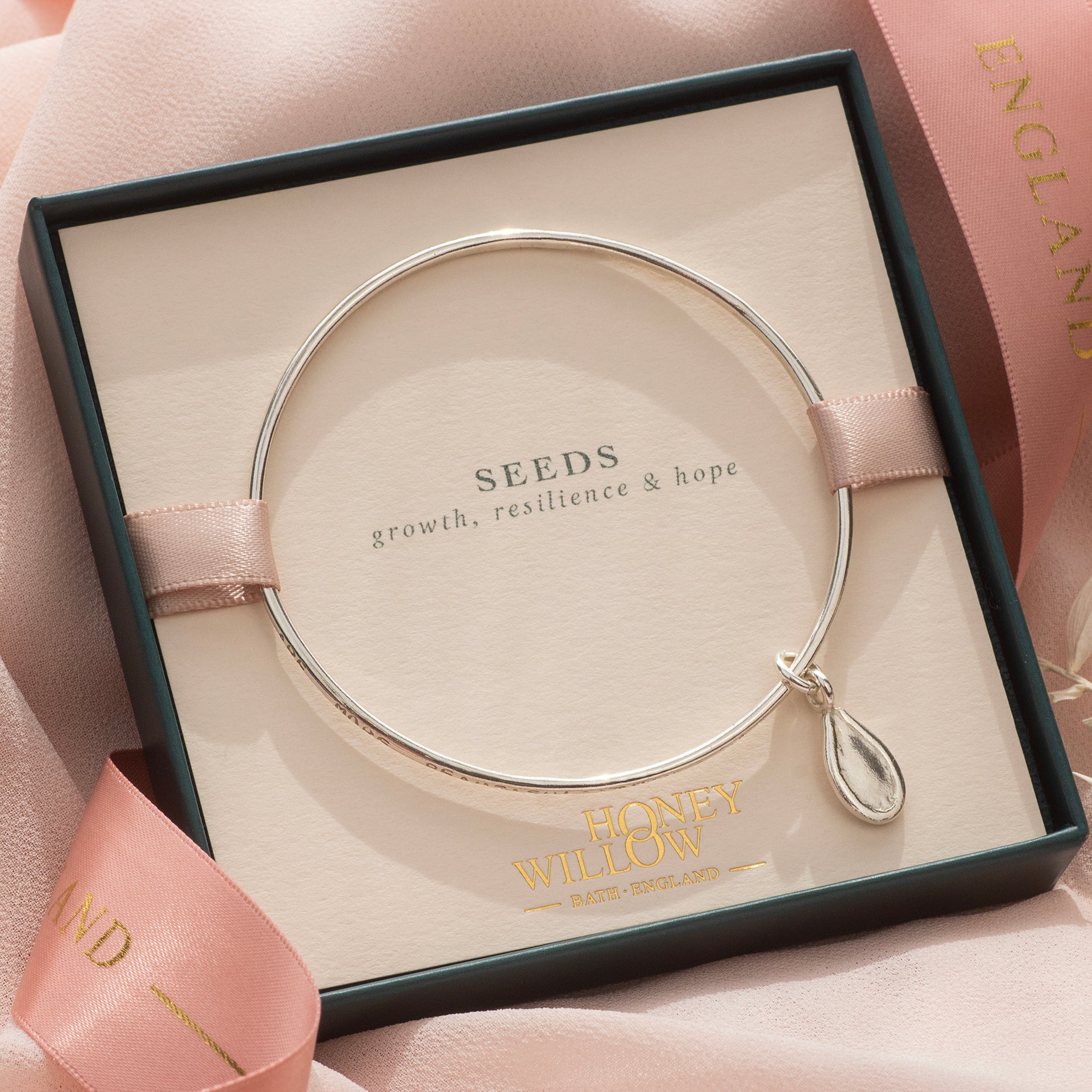 Personalised Silver Bangle with Names – Honey Willow - handmade