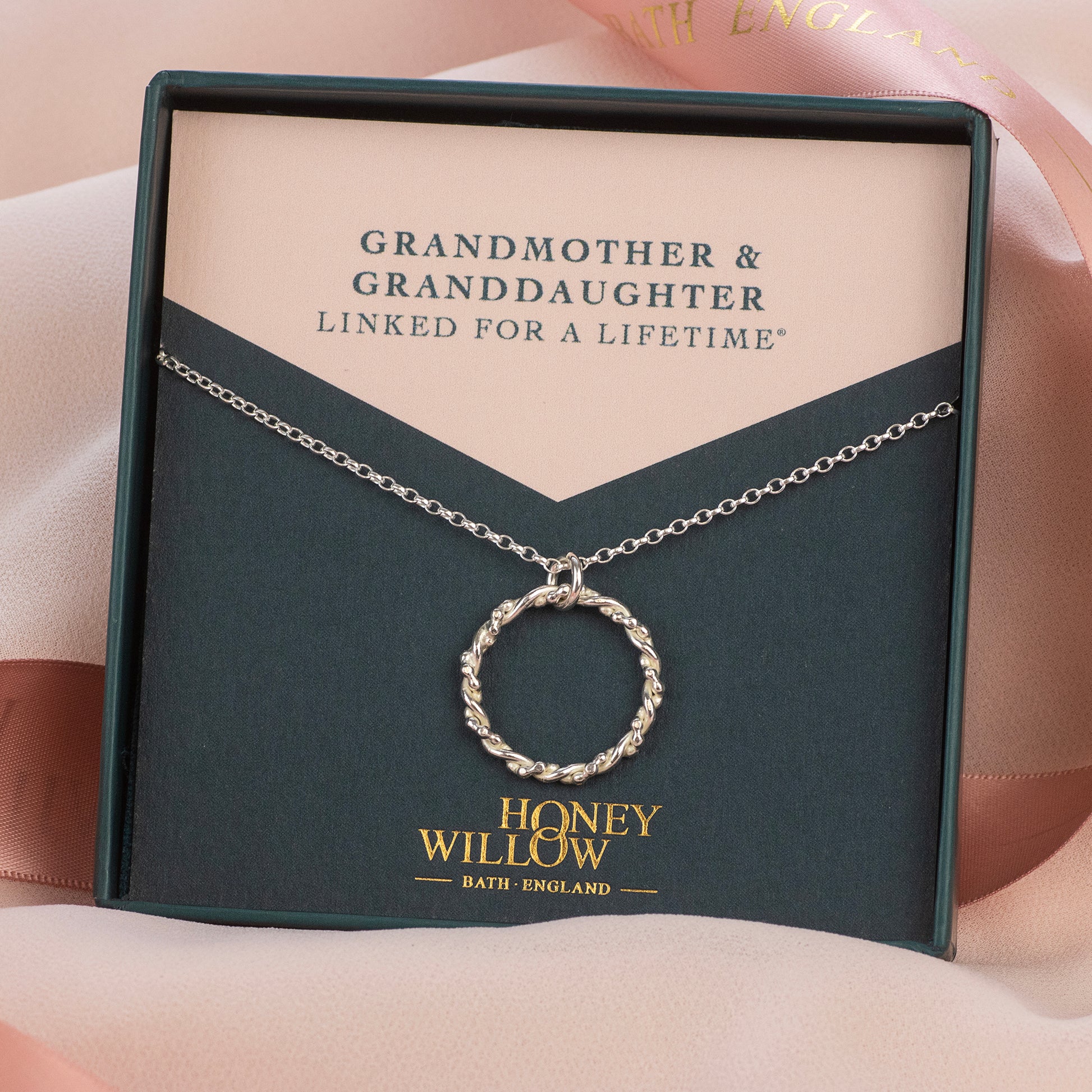 Grandmother & Granddaughter Necklace - Linked for a Lifetime - Silver Entwined Necklace