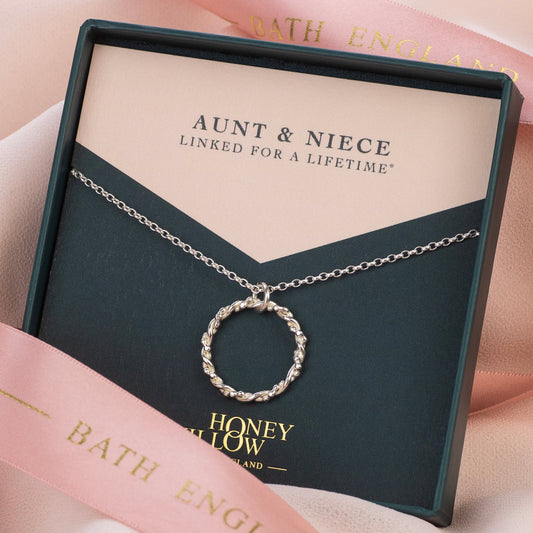 Aunt & Niece Necklace - Linked for a Lifetime - Silver Entwined Necklace