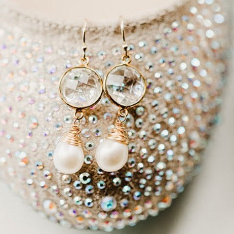 Rock crystal & Pearl Earrings - Amy