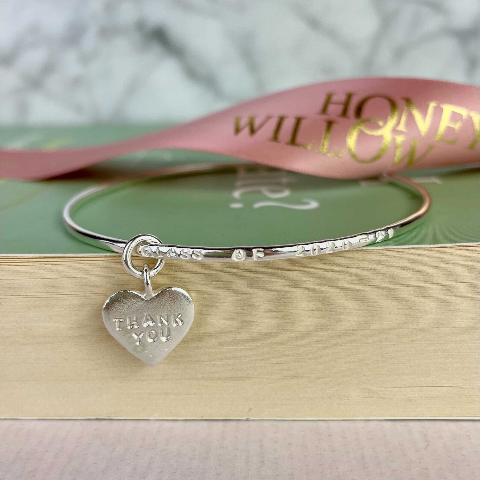 Thank The Teacher Gift - Personalised Silver Bangle