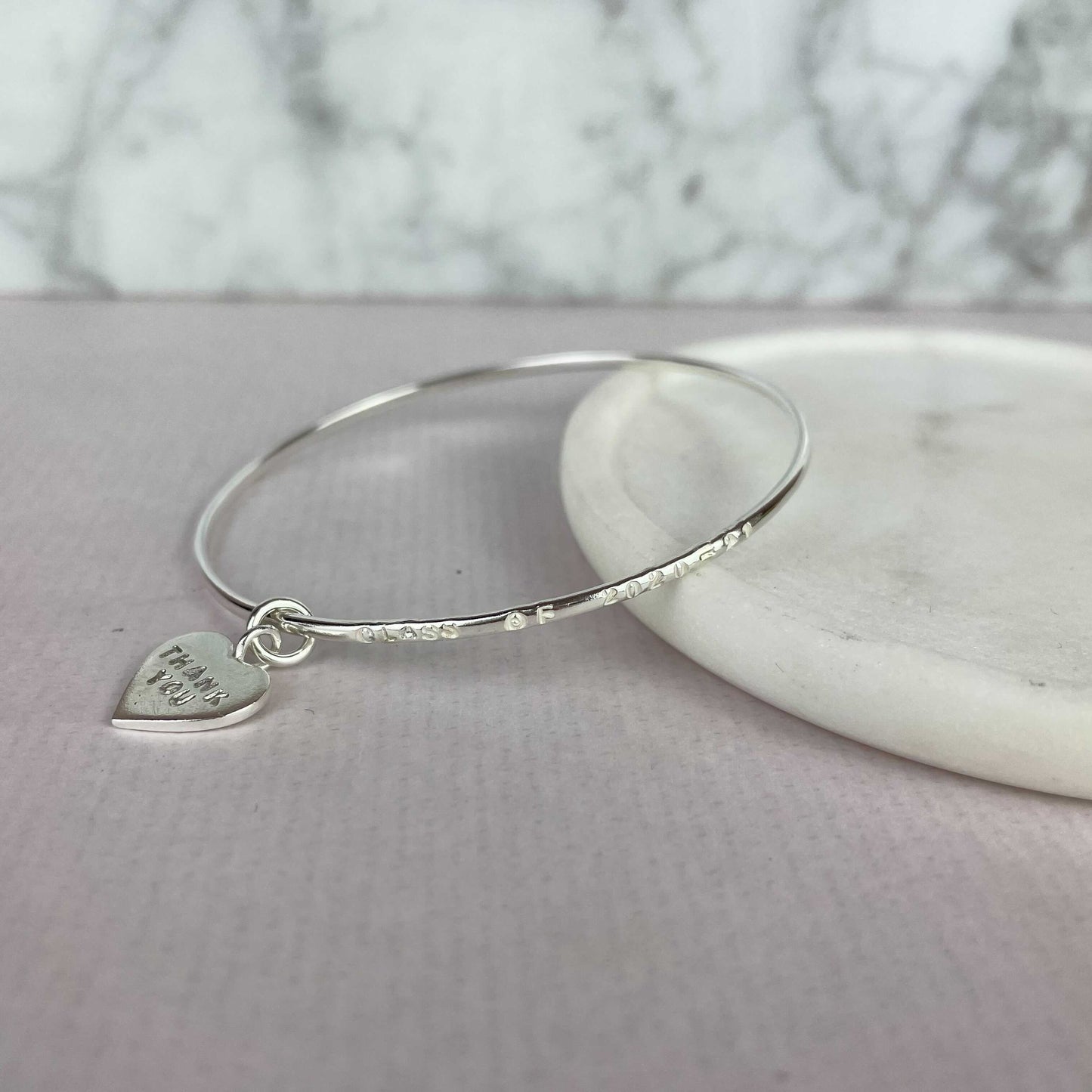 Thank The Teacher Gift - Personalised Silver Bangle