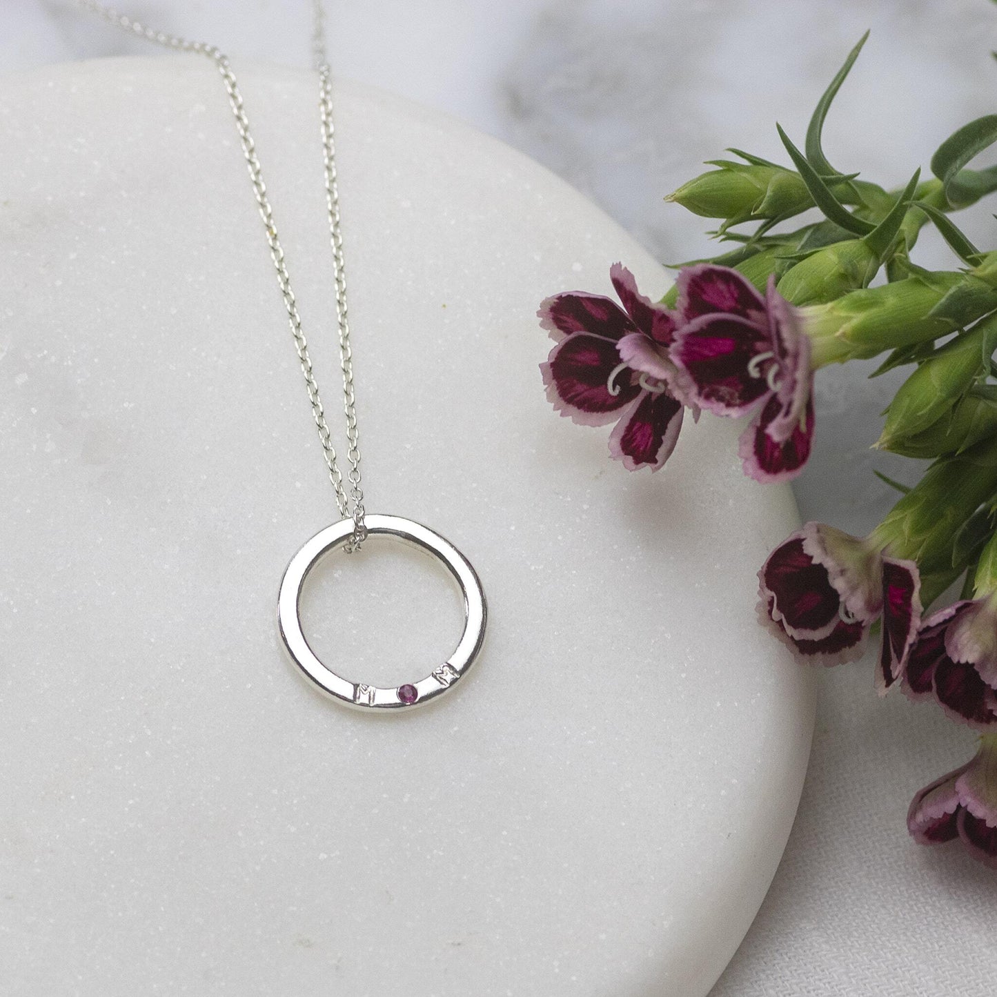 Mother's Day Gift for Mom - Silver MOM Necklace with Birthstone