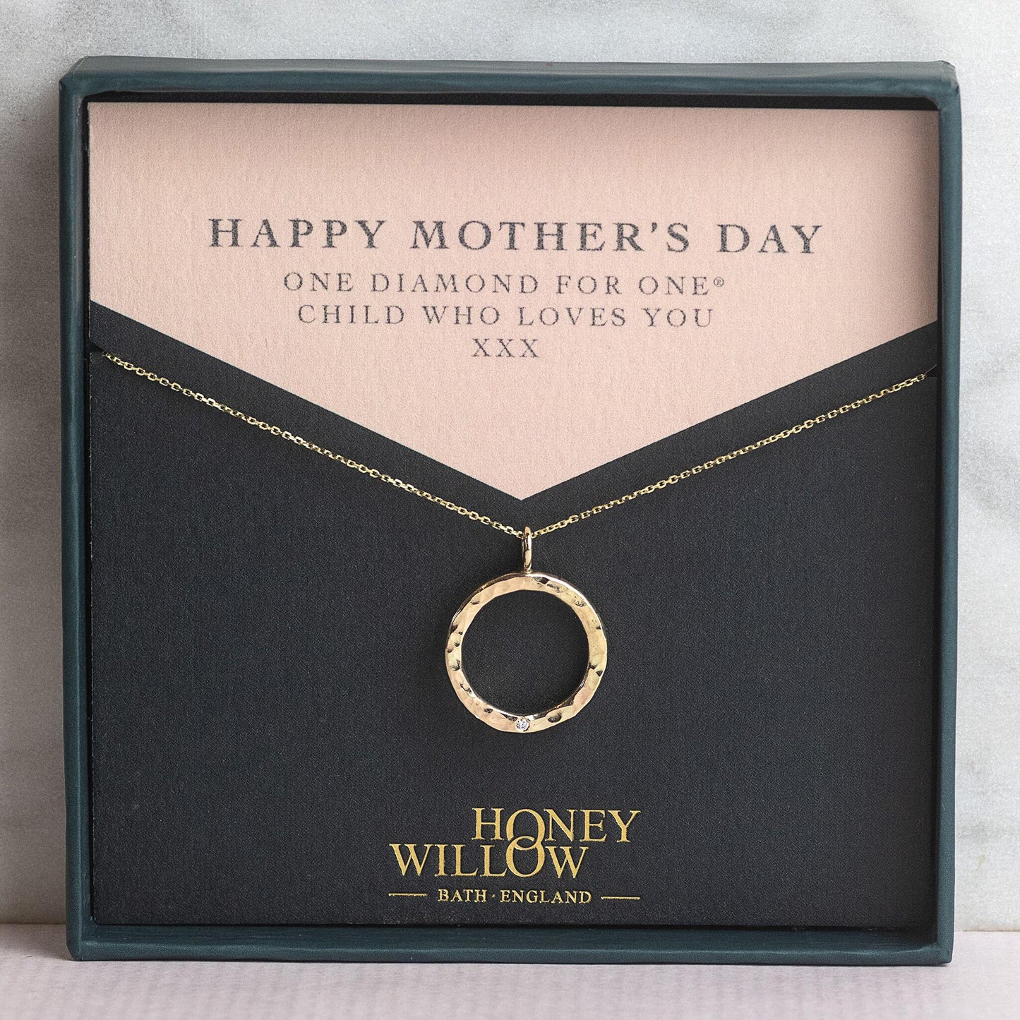 Mother's Day Gift - 9kt Gold Diamond Halo Necklace - 1 Diamond for 1® Child
