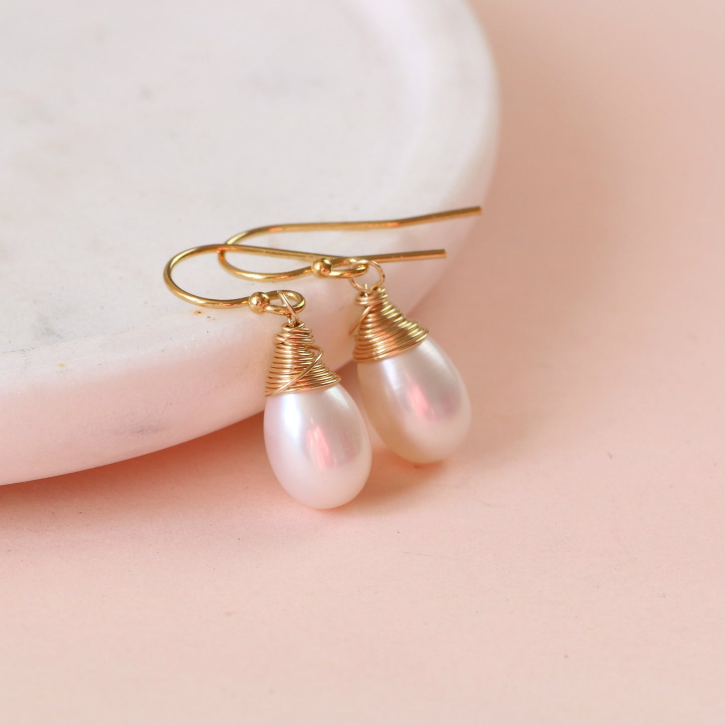 Freshwater Pearl Drop Earrings - Silver & Gold - Sophie
