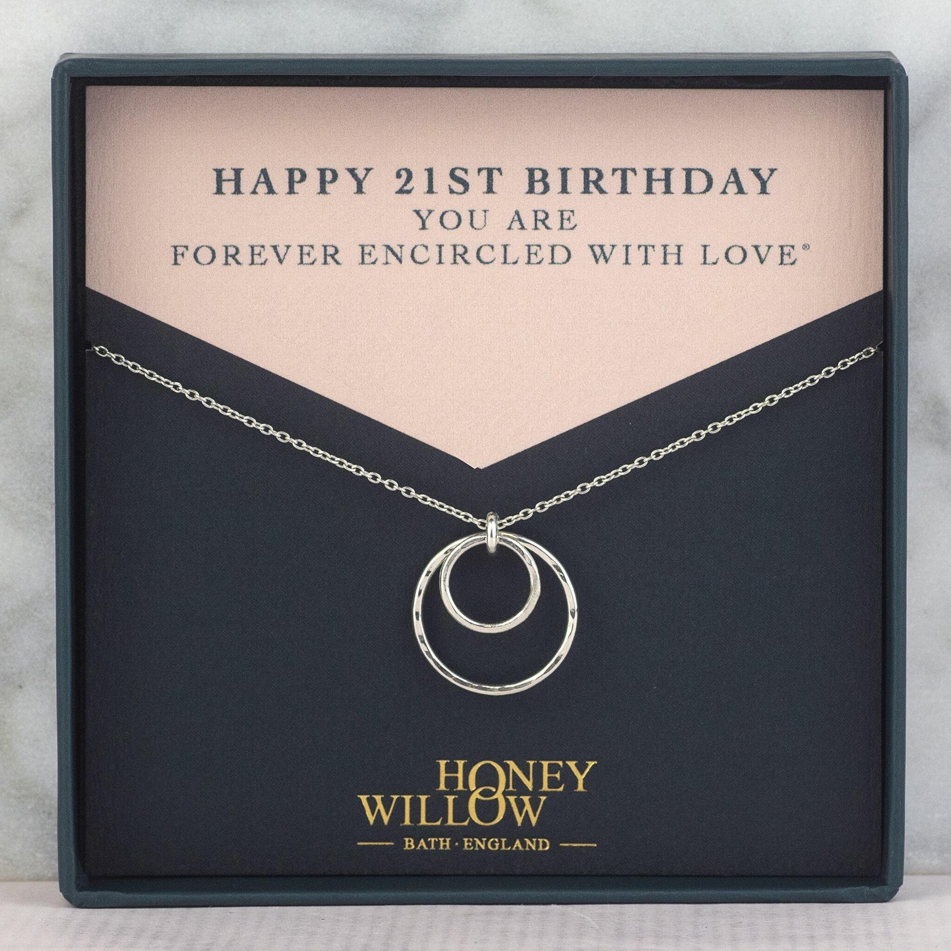21st Birthday Necklace - Forever Encircled with Love - Silver & Gold 
