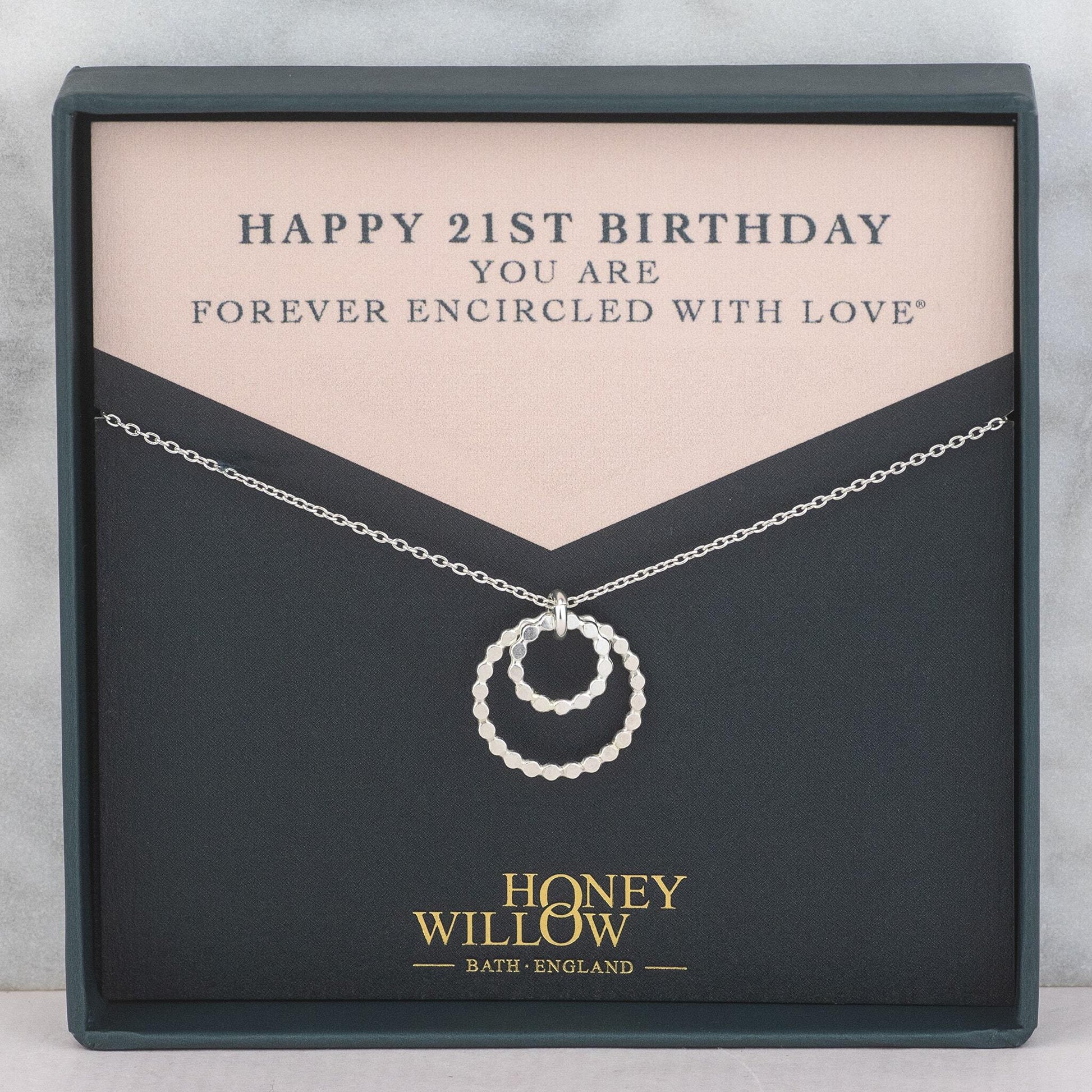 21st Birthday Necklace - Silver & Gold - Forever Encircled with Love