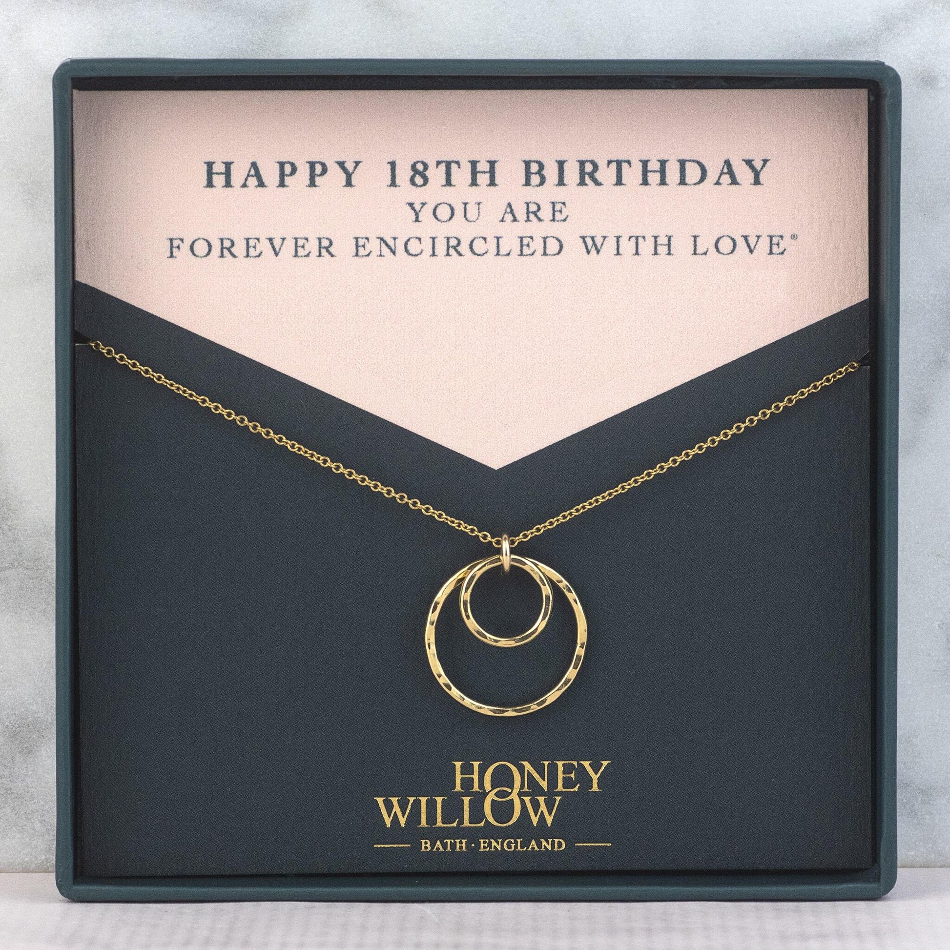 18th Birthday Necklace - Forever Encircled with Love - Silver & Gold