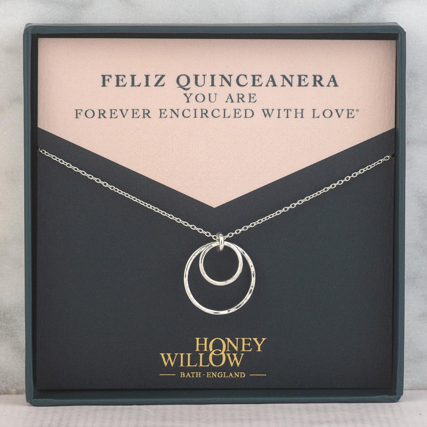 Gift for Quinceanera - Forever Encircled with Love Necklace - Silver & Gold