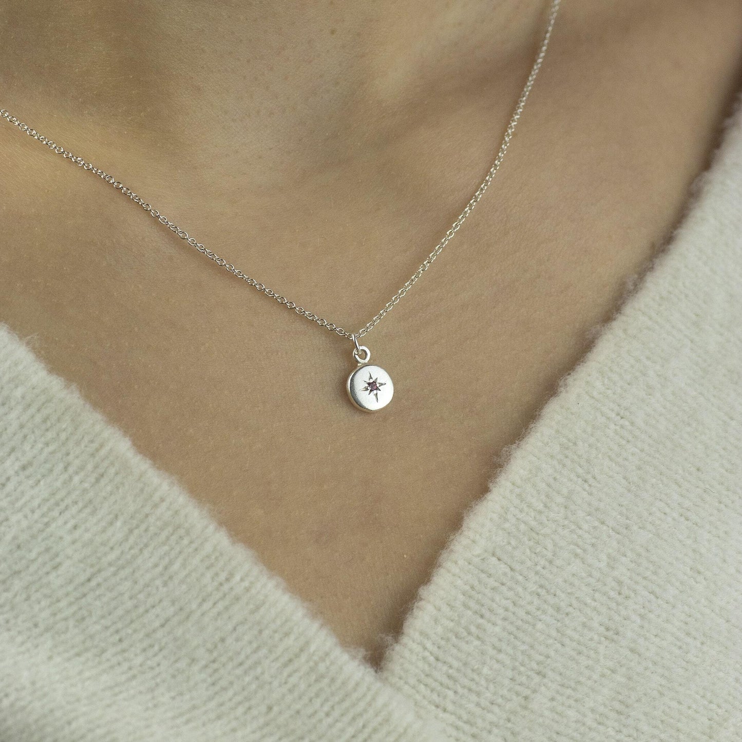 Tiny Birthstone Star Set Pendant