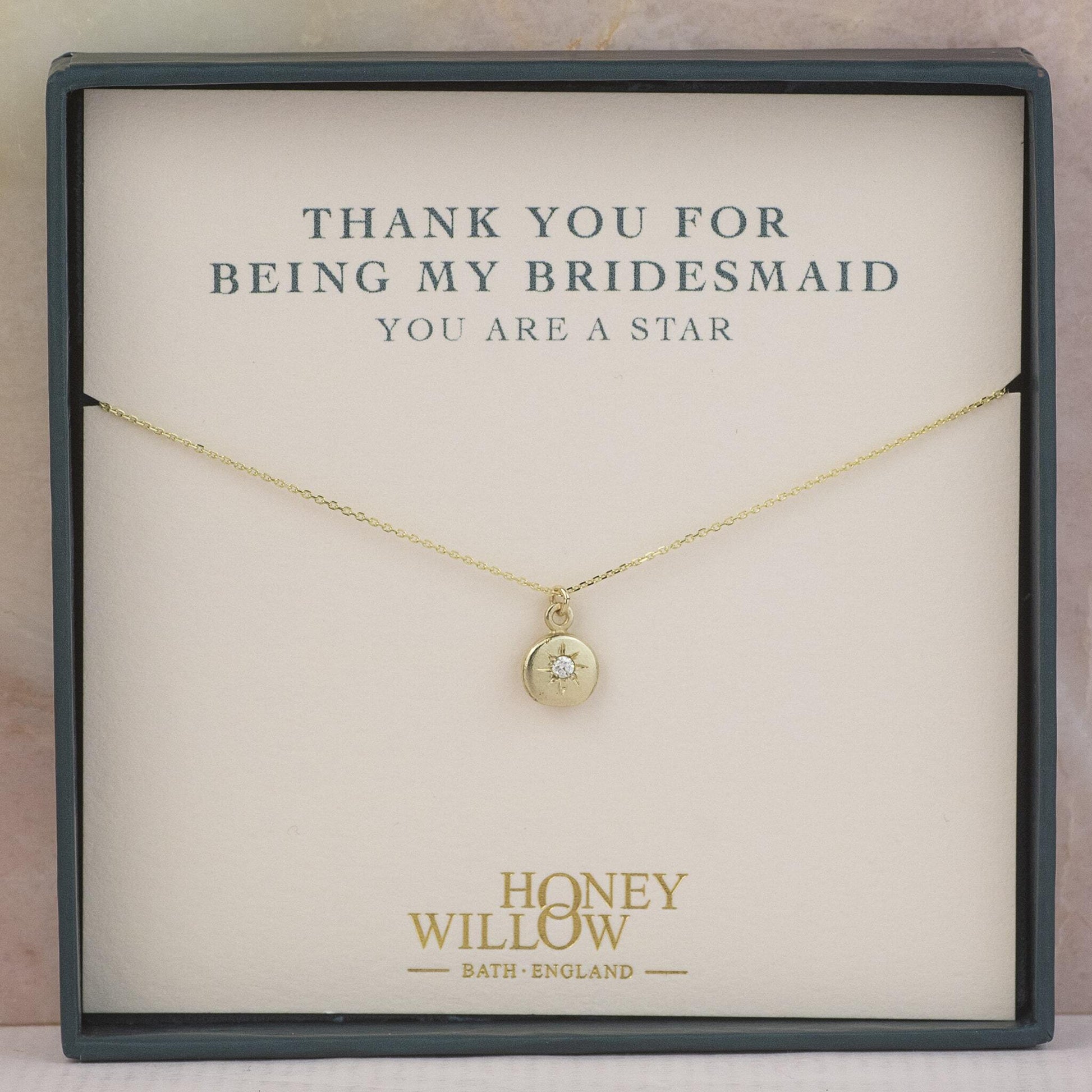 Gift for Bridesmaid - Diamond Star Set Necklace - 9kt Gold