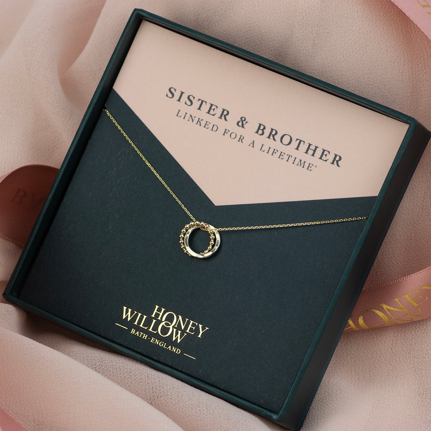 Gift for Sister from Brother - 9kt Gold & Silver Love Knot Necklace