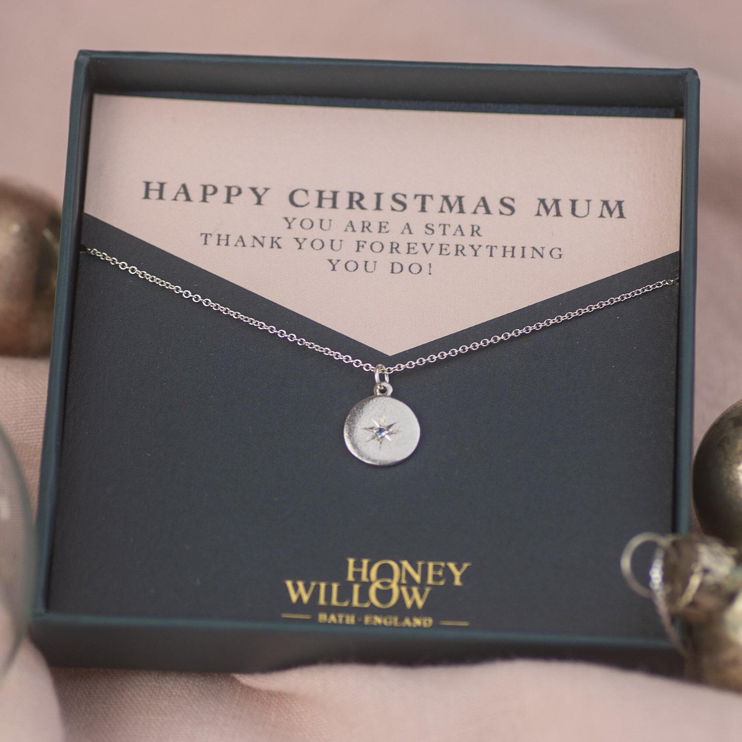 Christmas Gift for Mum - Engraved Birthstone Star Set Pendant - Petite Media 1 of 8        Reset  Save