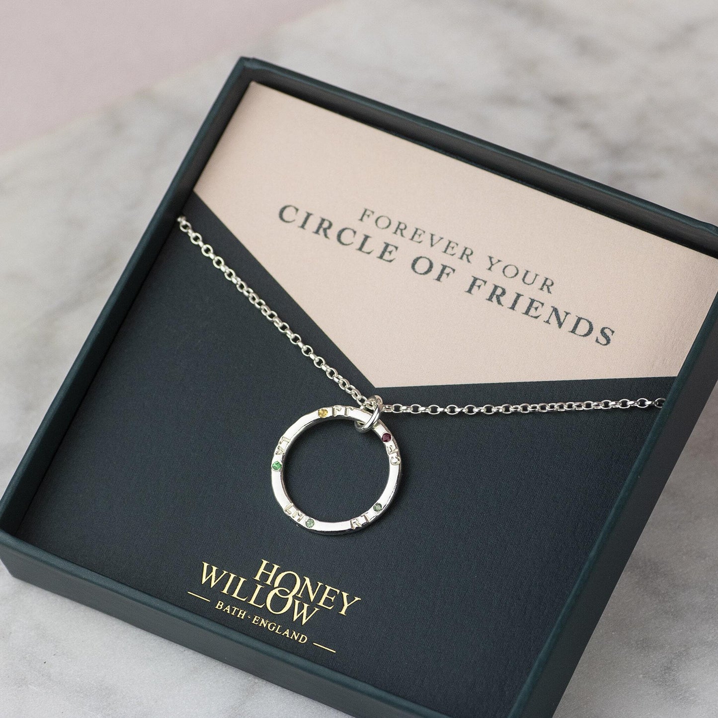 Circle of Friends Necklace - Hand-Stamped - Silver
