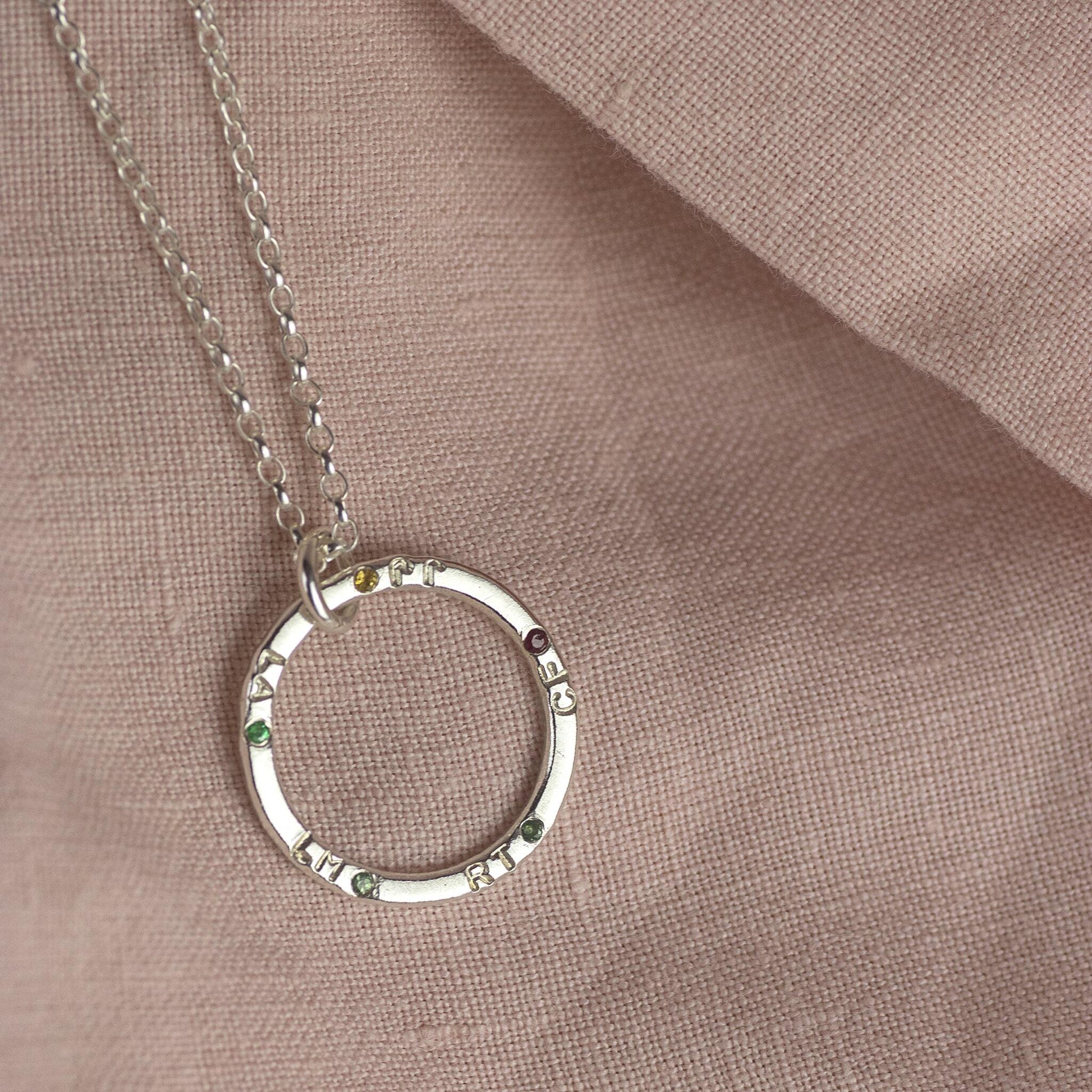Circle of Friends Necklace - Hand-Stamped - Silver