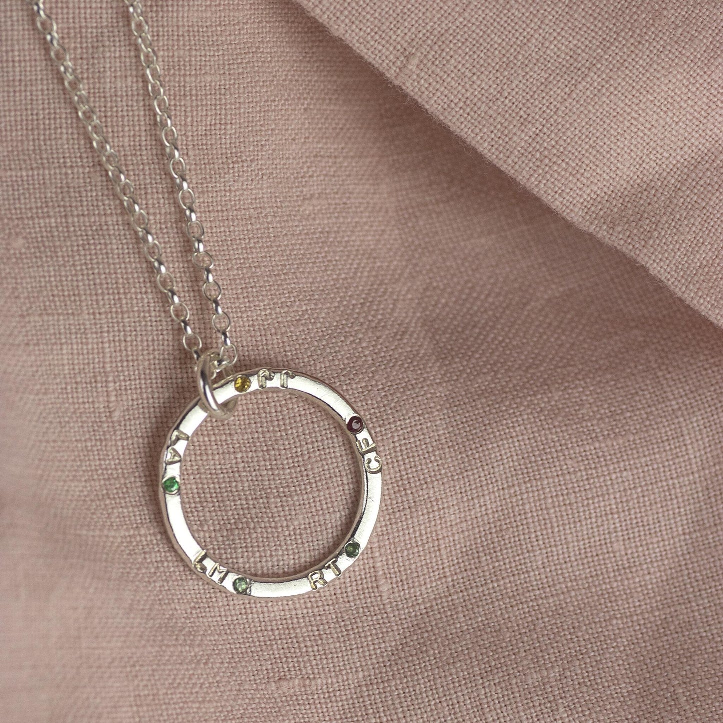 Family Circle Necklace - Hand-Stamped - Silver