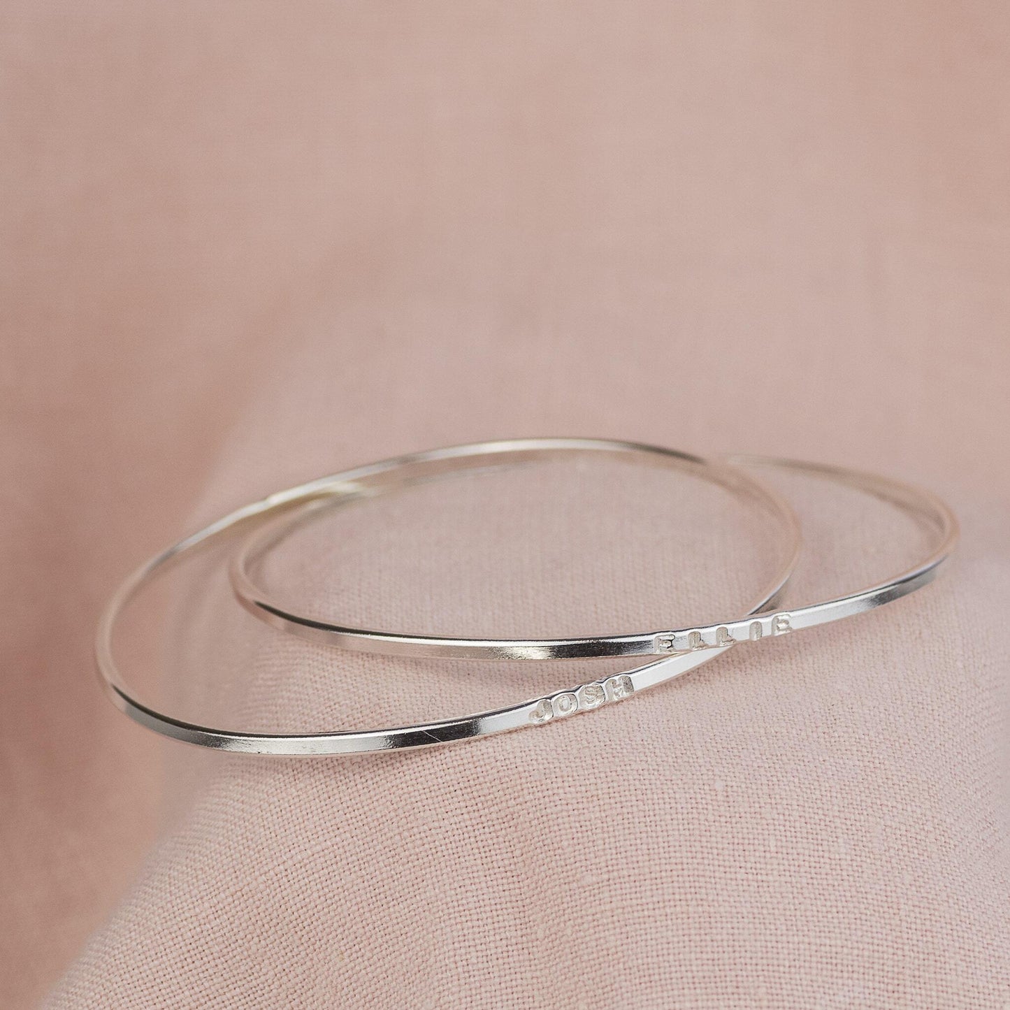 Personalised Double Linked Bangle - Hand-Stamped