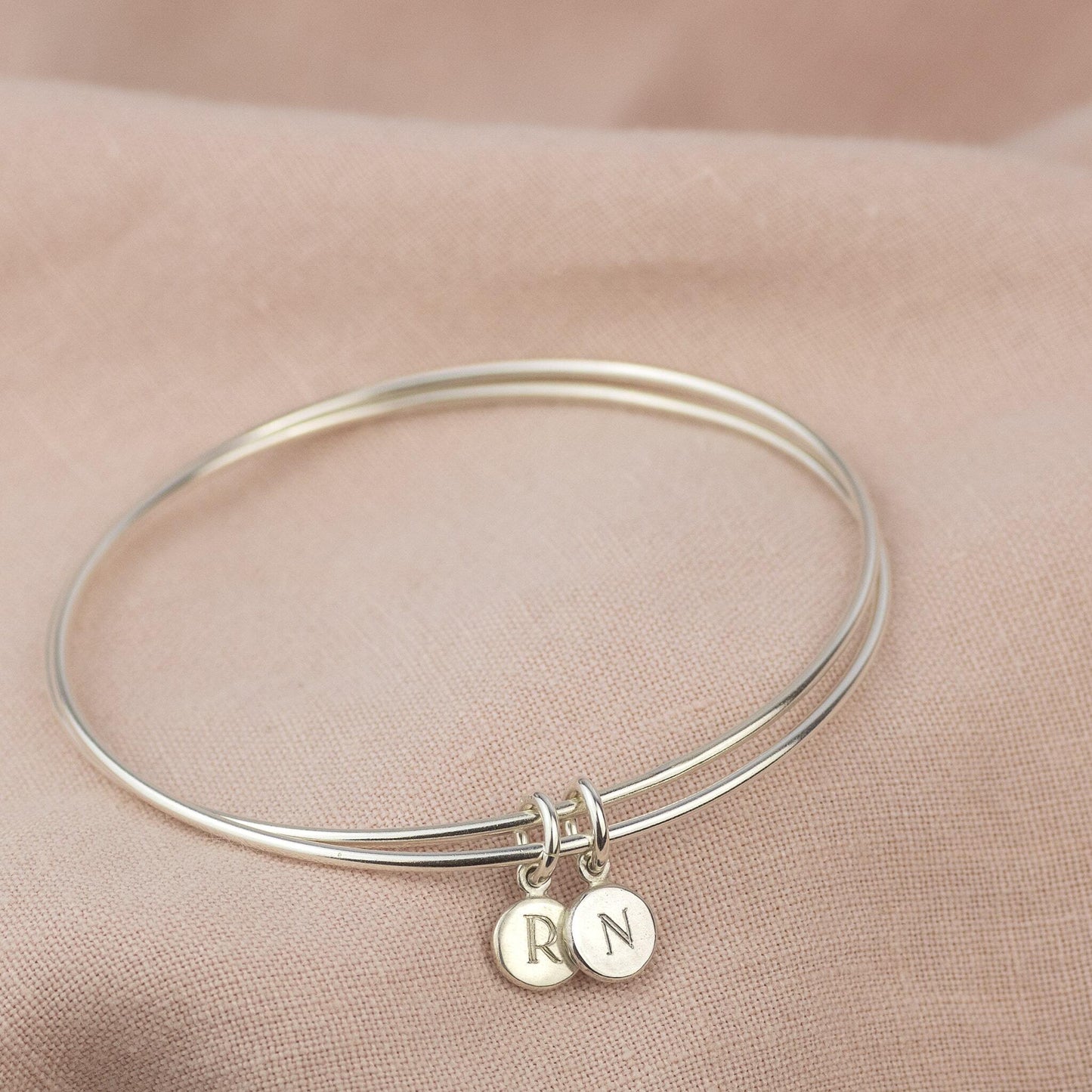 Personalised Sisters Bracelet - Double Linked Bangle - Linked for a Lifetime